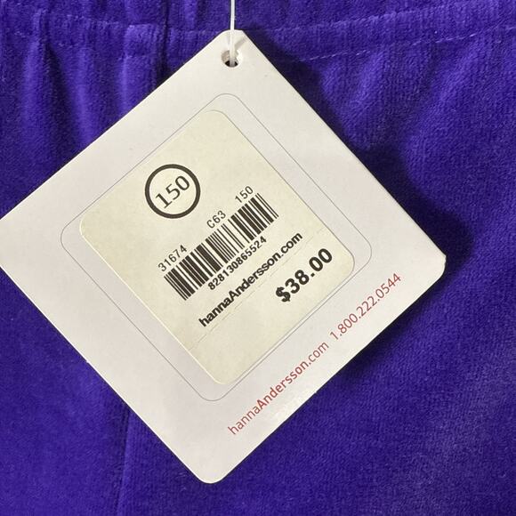 NWT Hanna Andersson Purple VELOUR Leggings 150 Sz 12 - Picture 4 of 6